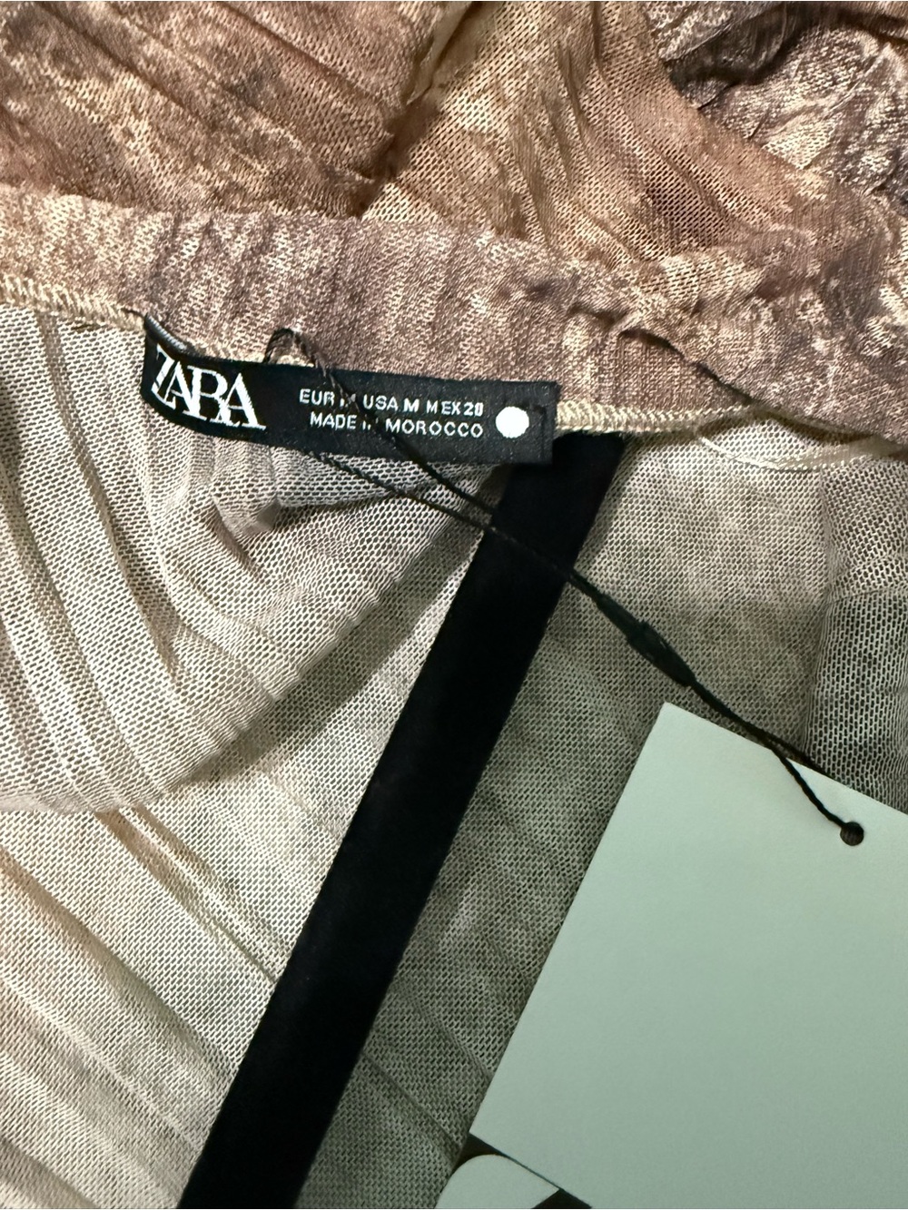 ZARA NWT Ombre Pleated Drape Back Sleeveless Blouse Beige Brown Size M - Picture 5 of 6